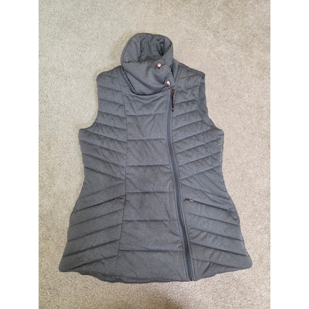 CALIA by Carrie Underwood Womens Gray Asymmetrical Quilted Puffer Vest Small